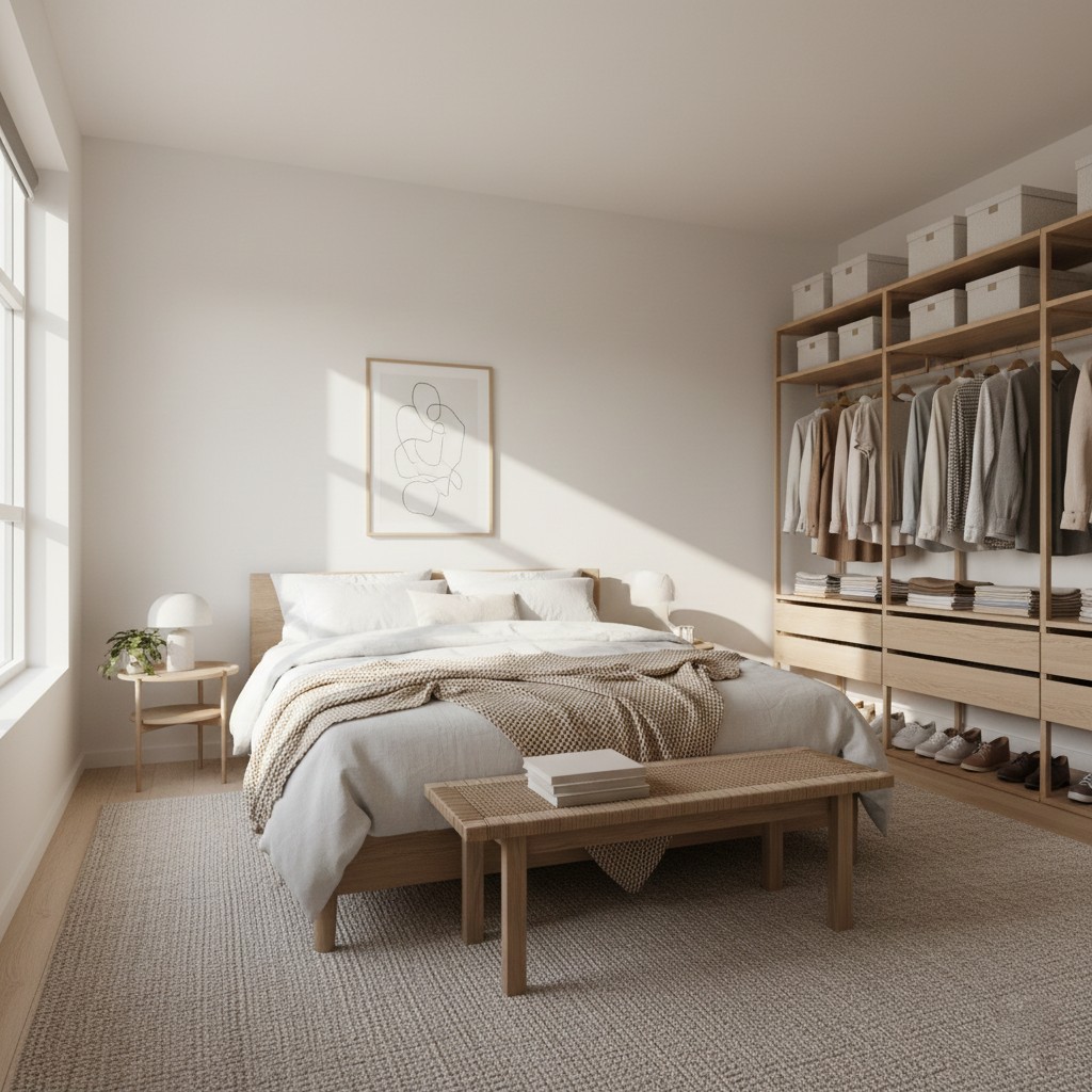 Organized bedroom space